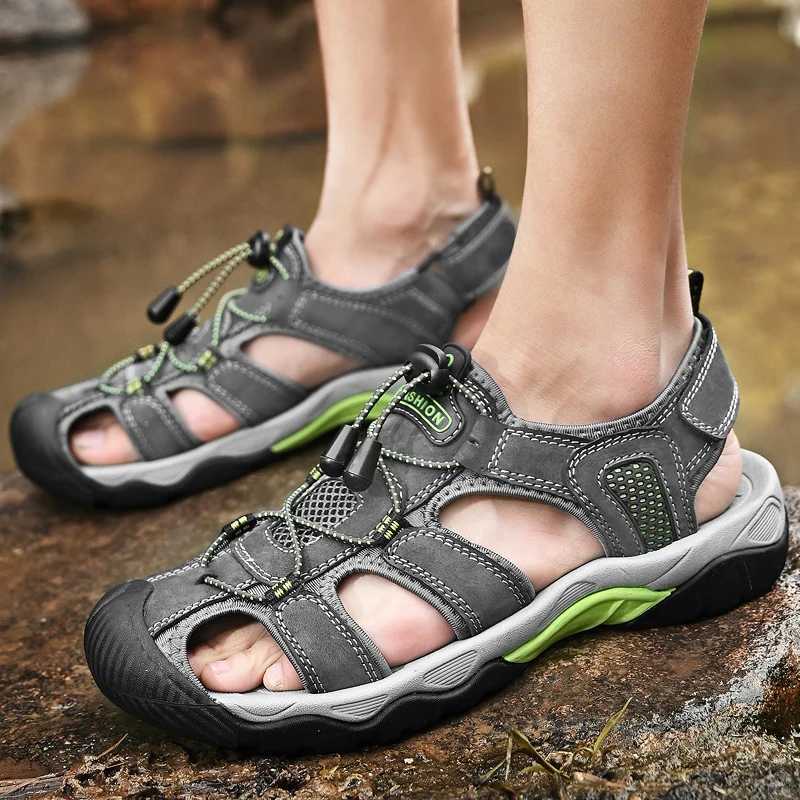 New Arrival Summer Genuine Leather Men Sandals Outdoor Casual Non-slip Mens Wading Shoes Lightweight Breathable Mens Beach Sandals T250220