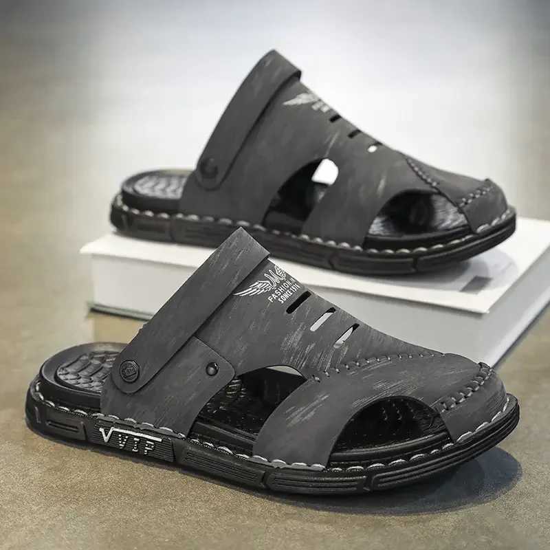 New Arrival Unique Style Classic and Comfortable Sandals for Men Summer Style Handmade Leather Slides with Soft Insole and Arch Support Men T250220