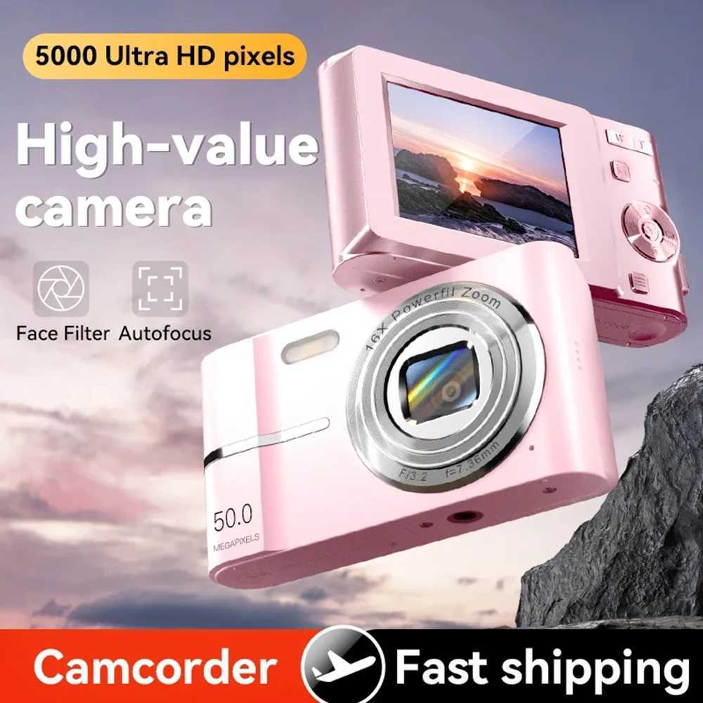 50MP digital 1080P high-definition small portable CMOS student party mini camera 16x zoom 2.4-inch entry-level retro ABS anti shake Z250220