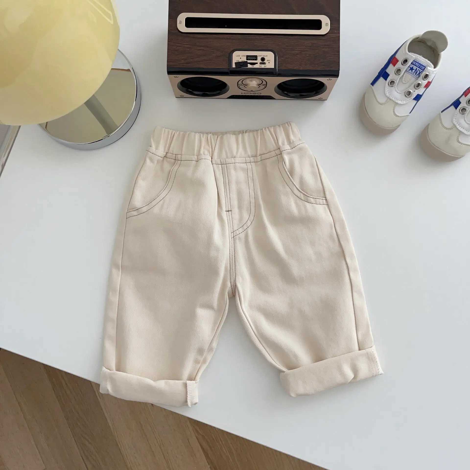 Childrens Solid Jeans 0-5y Baby Autumn Childrens Boys Simple Soft Casual Pants Girls Baby Pockets Loose Fashion Trouser Baby Dungari Z250220