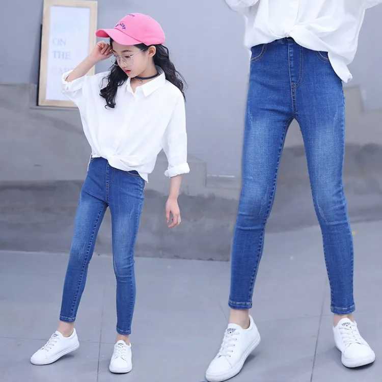 2023 autumn winter Teenager Girls Jeans Children Fashion STRAIGHT Pencil Pants 5 6 7 8 9 10 11 12 13 14 Years Baby Trousers Kids Z250220