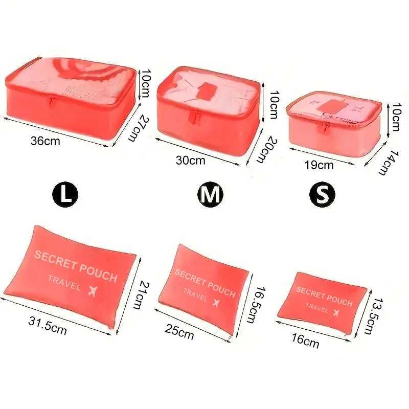 6 Pcs/Set Pink/Blue/Grey Travel Storage Bag Large Capacity Waterproof Luggage Clothing Underwear Storage Bag With Zipper X250220