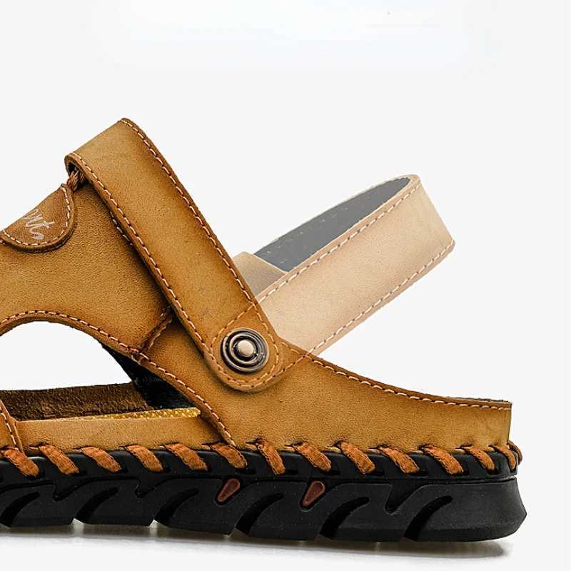 New Arrival Leather mens sandals are soft and suitable for slippers mens summer outdoor beach shoes designer high-quality mens sandals plus size T2502