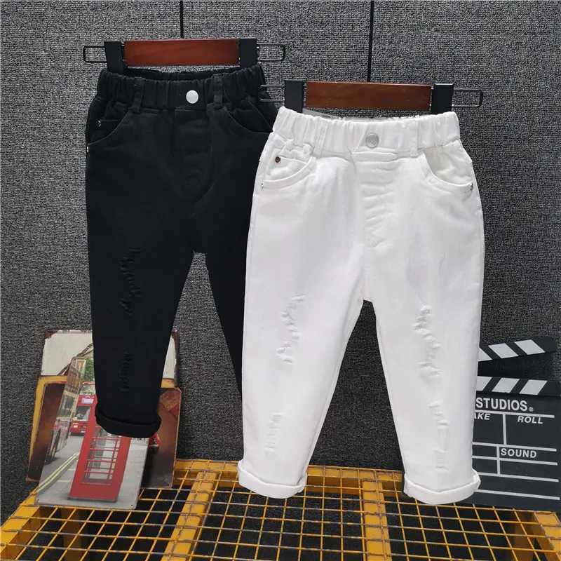 Spring Autumn Kids Clothes Boys Pants Solid Children Pants for Baby Girls Trousers Toddlers White Black Fashion Pencil Pants Z250220