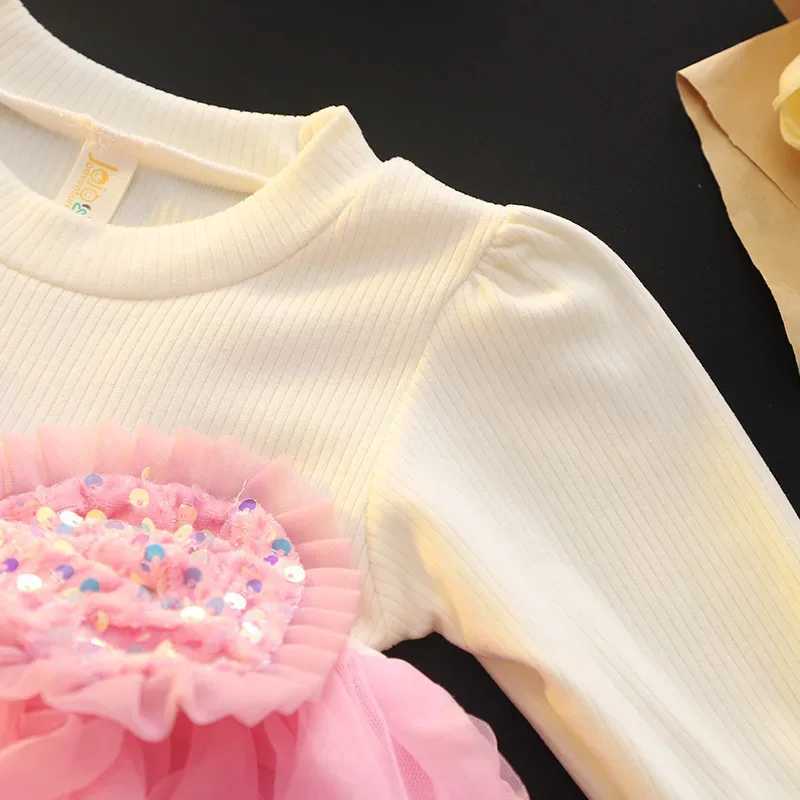 (Girls 0-3 Years Old) New Autumn Dress Upper Body Knitwear Bow Pleats Shaggy Mesh Pleats A-line Dress Birthday Party Team Dress X250220
