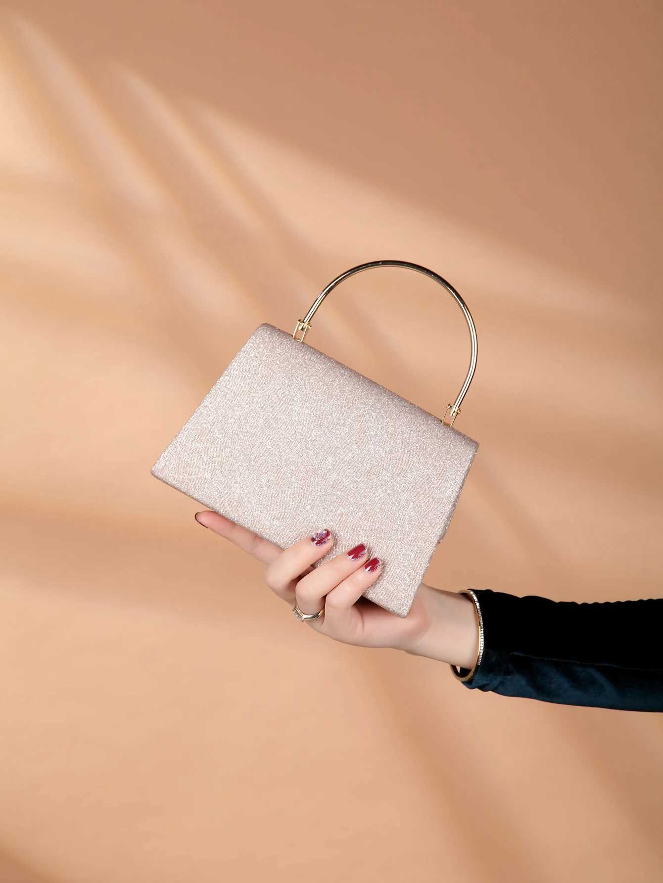 Glamorous Elegant Exquisite Stylish Luxury Shiny Mini Square Bag Ring Handle Flap Glitter Glamorous Evening Bag Z250220