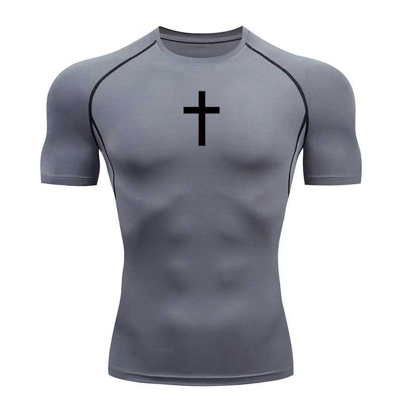 Christian Workout Compression Shirts Athletic Quick Dry Tshirts Tees Mens Gym Fitness Undershirts Tops Short Sleeve Rash Guard W250220