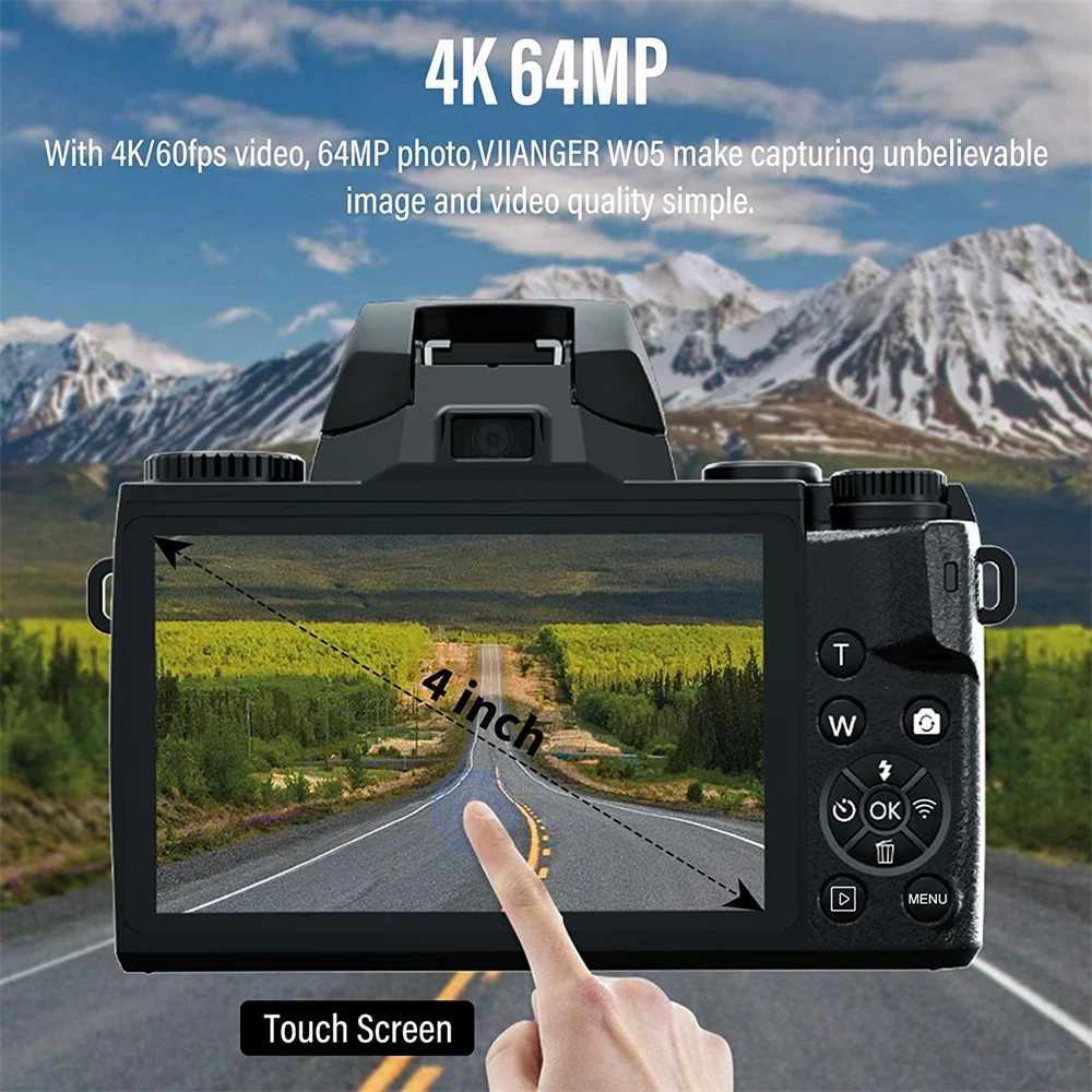 64MP Digital Photo Camera SLR DSLR For Photography Auto Focus 4K 60FPS Vlog Camcorder 16X Zoom Camera Youtube Livestream Webcam Z250220