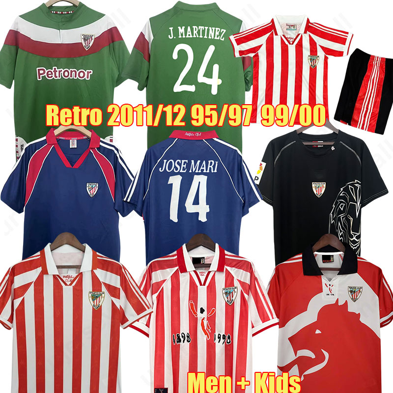 95 97 98 99 00 Retro Bilbao GURUZETA Soccer Jerseys 2011 12 100th Anniversary 07 08 Centenary Athletic WILLIAMS JOSE MARI J.MARTINEZ vingate Football shirt man kids kit