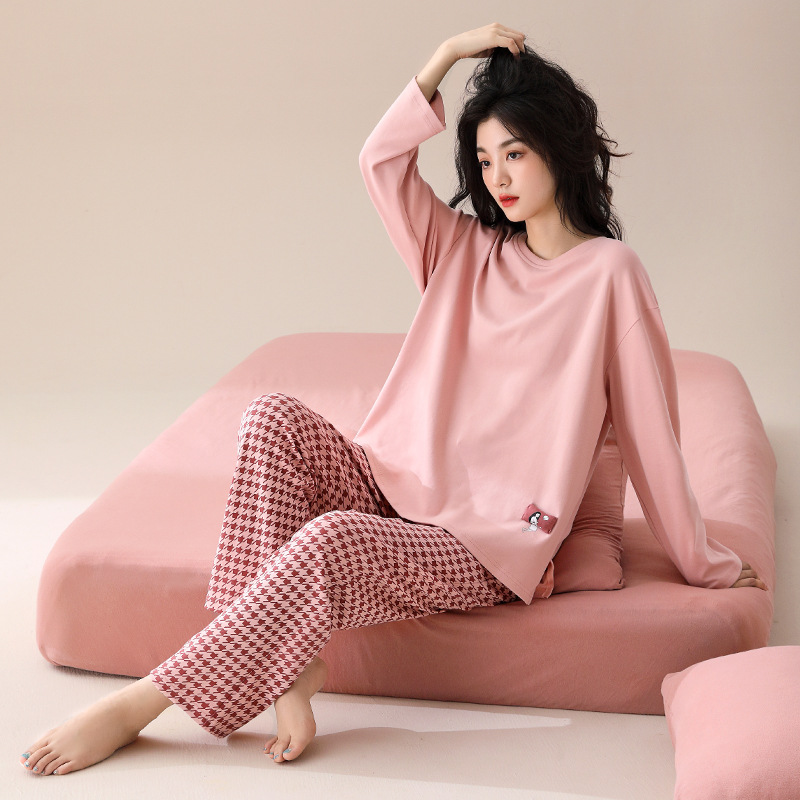 B710-Pajamas for women, spring and autumn style, pure cotton long sleeves, women's autumn new style, sweet thin style, casual home wear suit