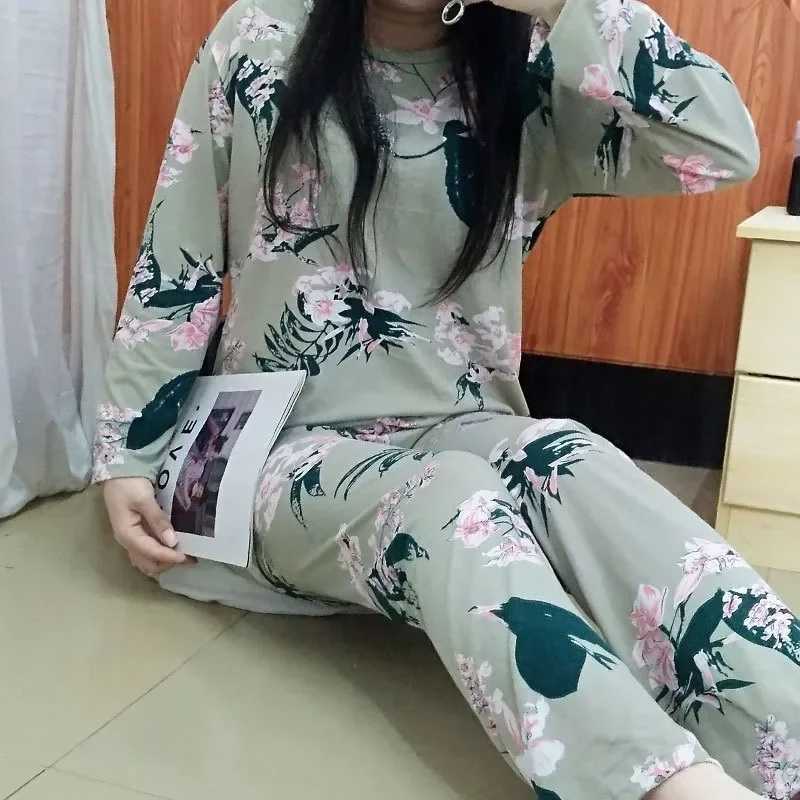 Women Pajamas Plus Size Long Sve dent Loungewear Spring Fashion Breathable Print Pullover Top Trouser Set Can Be Worn OutsXJ250220