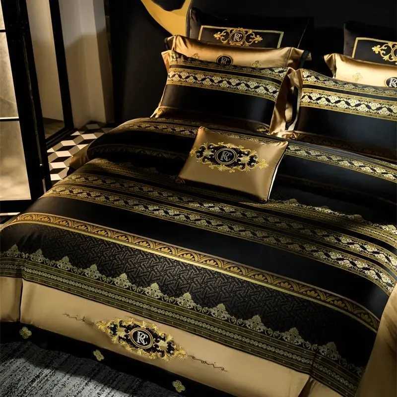 European Style Aristocrat Luxury Embroidery Brocade Egyptian Cotton 4/6/10Pcs Bedding Set Duvet Cover Set Bed Sheet PillowcasesXJ250220