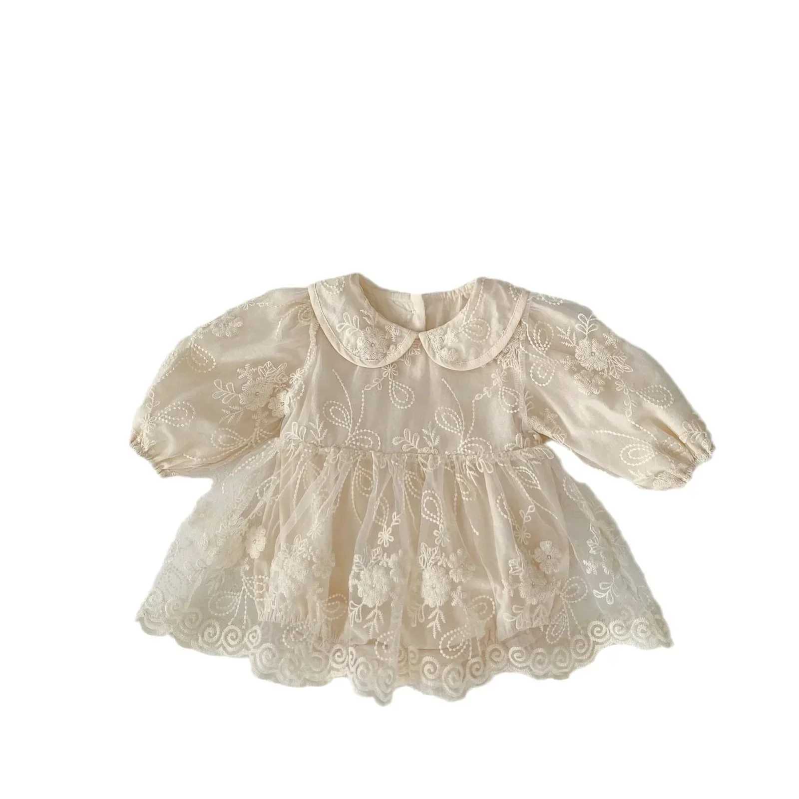 4068-1 Baby Romper Dress 2024 New Autumn Fashion Embroidered Gauze Bag Fart Skirt Baby Girls Princess One Piece Clothes X250220