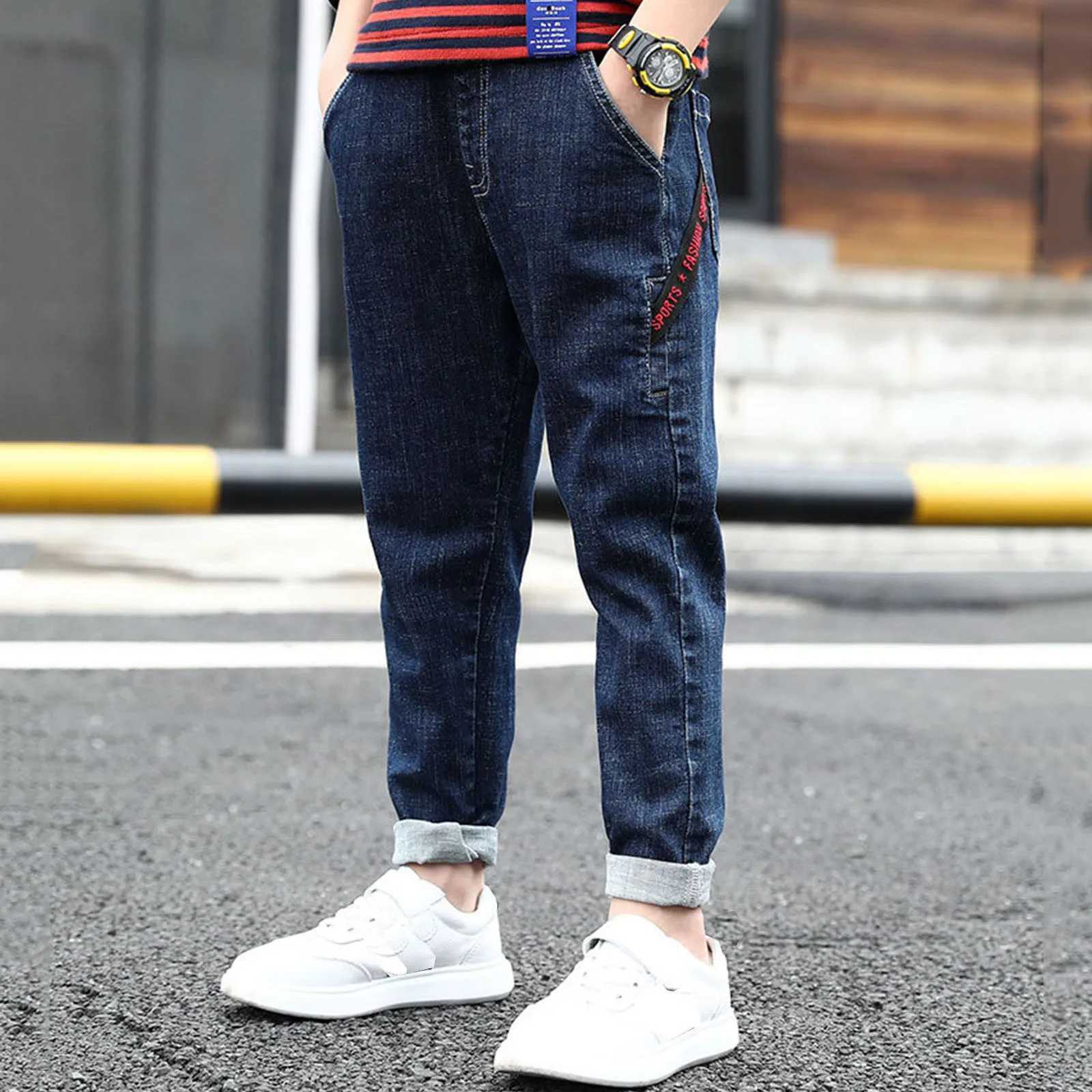 Childrens jeans childrens denim pants clothing for baby boys casual Bowboy bottoms Trousers aged 4-14 Z250220