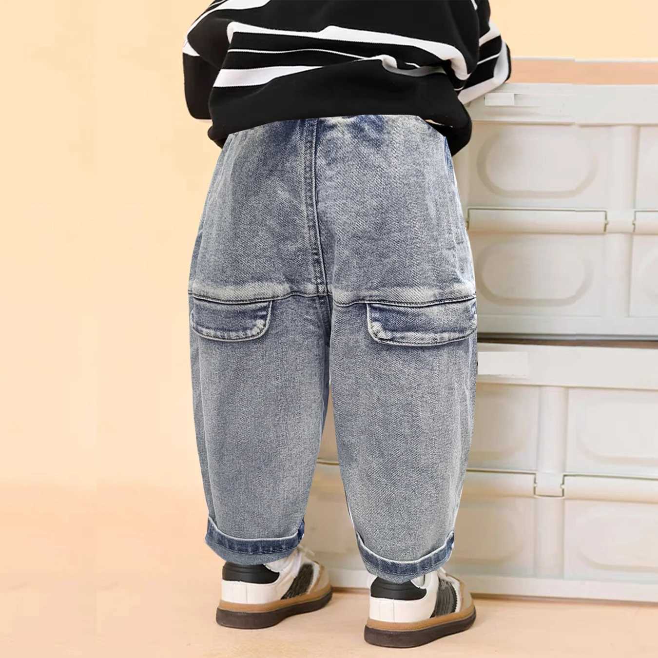 5096 2-5 Year Loose Childrens Jeans Soft Boys Jeans Elastic Waist Casual Pants Z250220