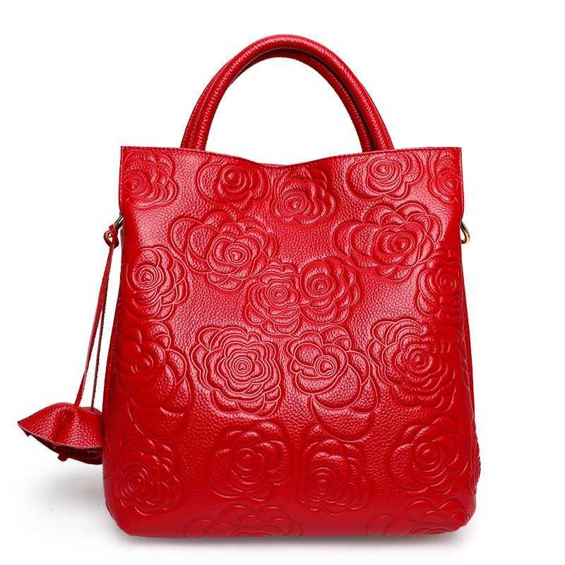 Classic embossed womens bag leather pit bag large capacity top cowhide cross-body bag Z250303