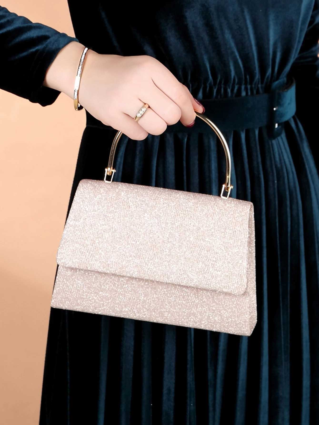 Glamorous Elegant Exquisite Stylish Luxury Shiny Mini Square Bag Ring Handle Flap Glitter Glamorous Evening Bag Z250220