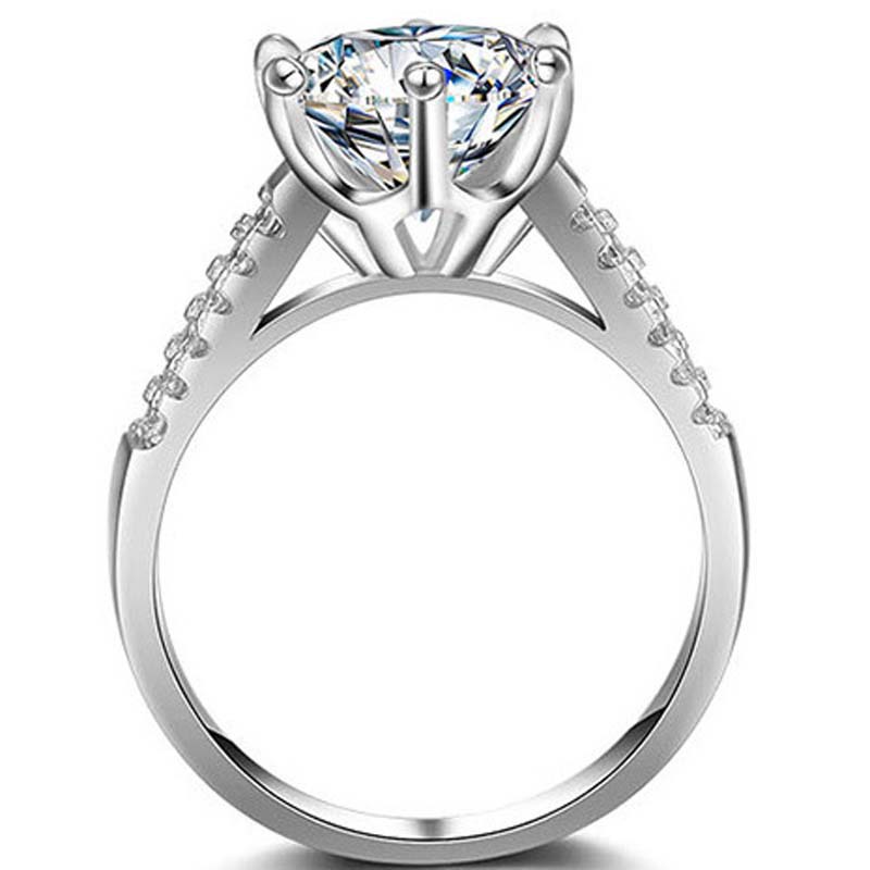 3CT Stunning Moissanite Diamond Wedding Rings Luxury Jewelry Classical Six Claw Real 100% 925 Sterling Silver Party Eternity Women Bride Ring For Love