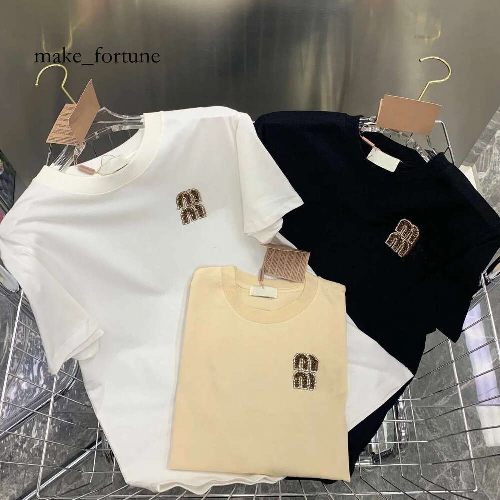 Women's T-Shirt Summer Womens Designer T-Shirt Classic Fashion Women's Beadstops Miuly Miuly Shirt 800