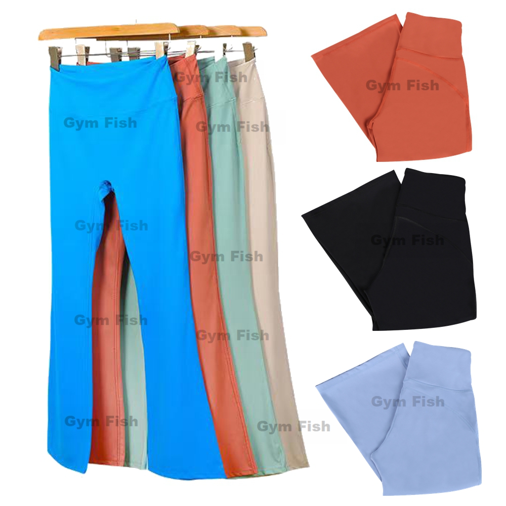 Women Wide-leg Yoga Pants Solid Color Nude Flared Pants High Waist Sport Gym Streetwear High Elastic Fitness Leisure Dancing Loose Jogging Sportswear bell-bottoms