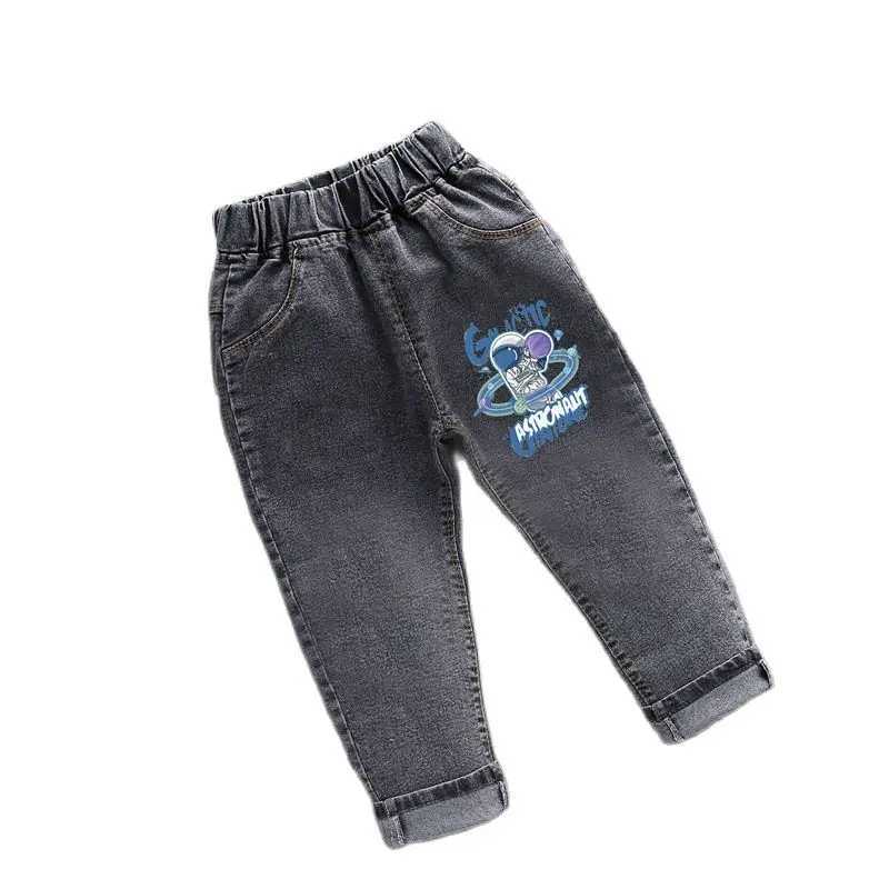 New Childrens Fashion Jeans Spring/Summer Printed Small Boys Loose Elastic Waist 1-6 Year Old Boys Jeans Z250220