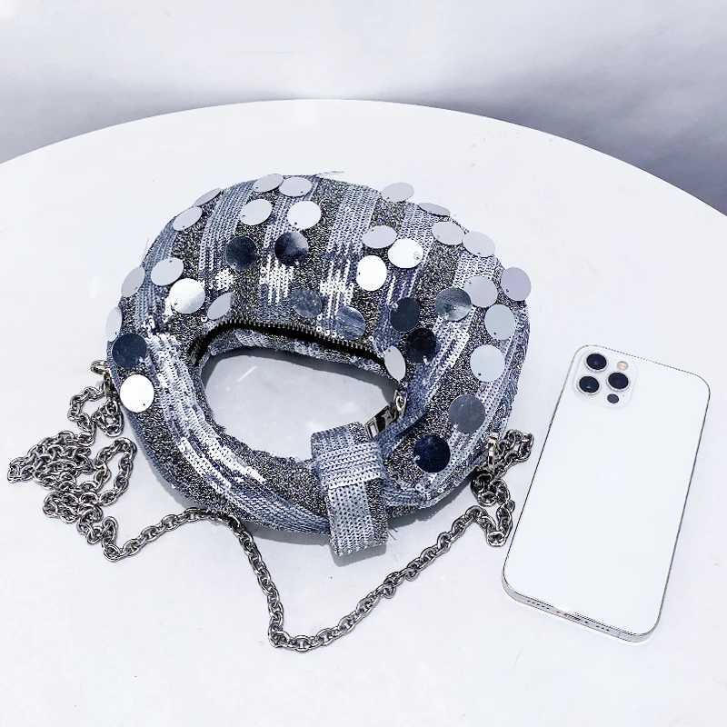Mini Evening Bags For Women Luxury Designer Handbags And Purses 2025 New In PVC Mosaic Shiny Disc Chain Strap Underarm Shoulder Z250220