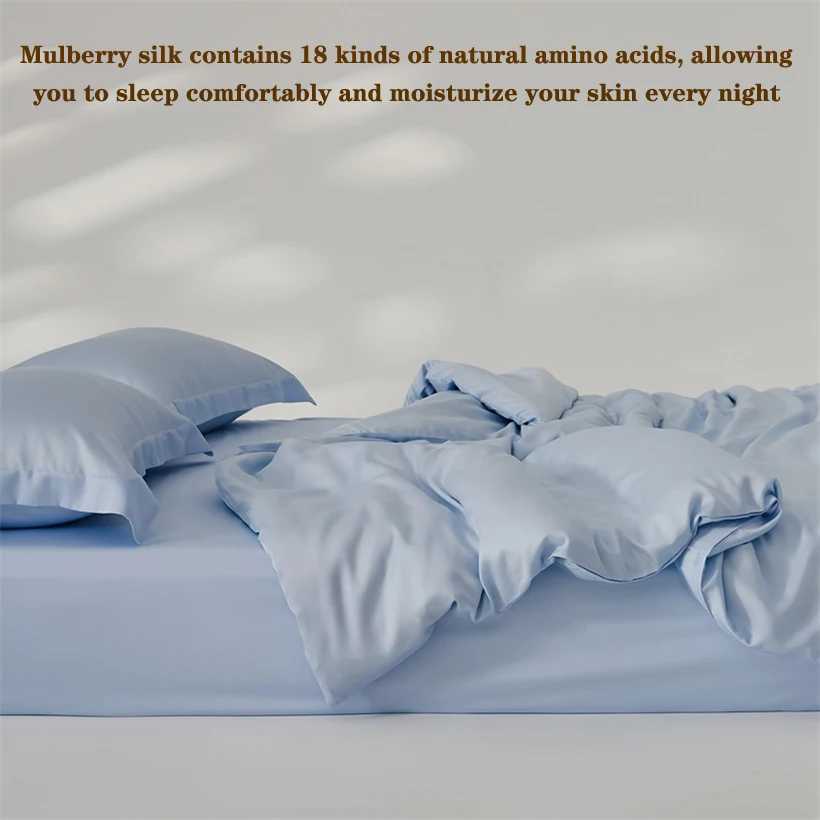 Home Mulberry Silk Duvet Cover Set Luxury 3 Piece Bedding Set 1pc Comforter Cover 2pcs Pillowcase Couple Bed Blanket CoverXJ250220