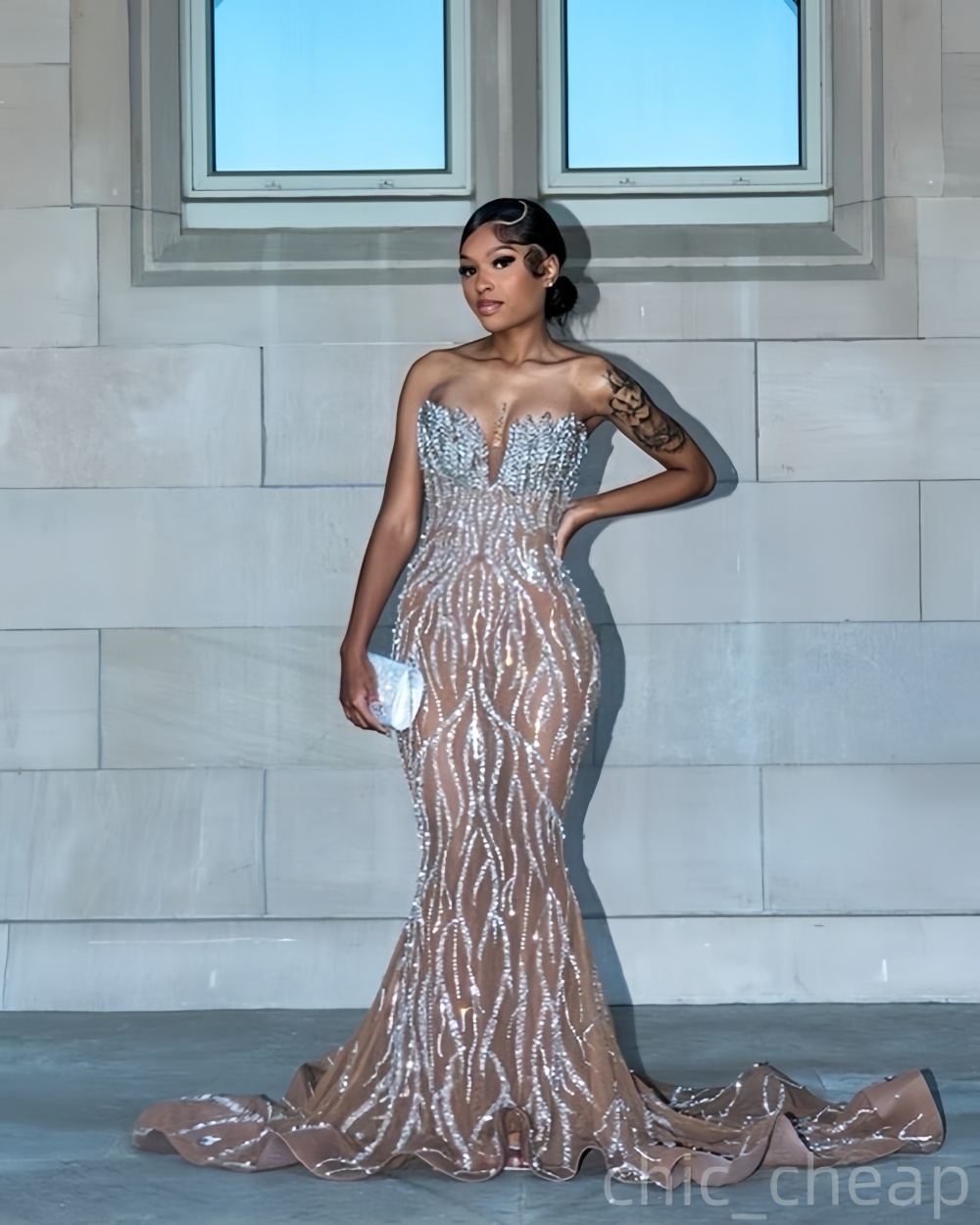 Ivory Mermaid Prom Dresses 2025 Floral Crystals Sequined See Through Evening Formal Party Second Birthday Engagement Gowns Plus Size Dress For Special