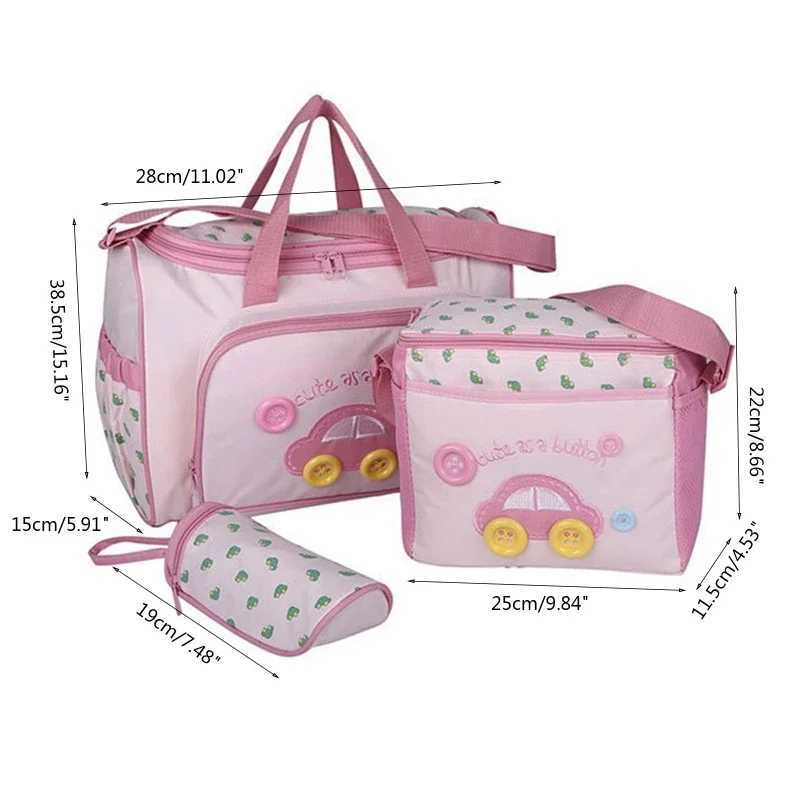 Multi functional Oxford cloth mom bag cartoon mom bag with handle dial change pad baby bottle cover kit X250220