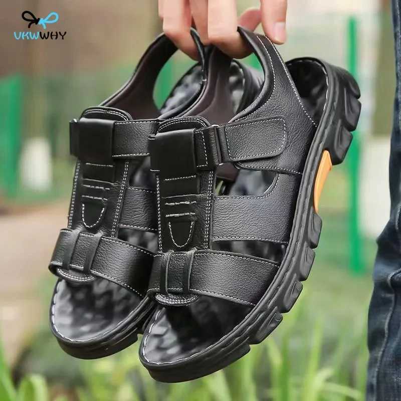 New Arrival Summer Mens Roman Sandals Platform Soft PU Mens Slippers Peep Toe Non-slip Men Travel Beach Shoes Outdoor Hollow Out T250220