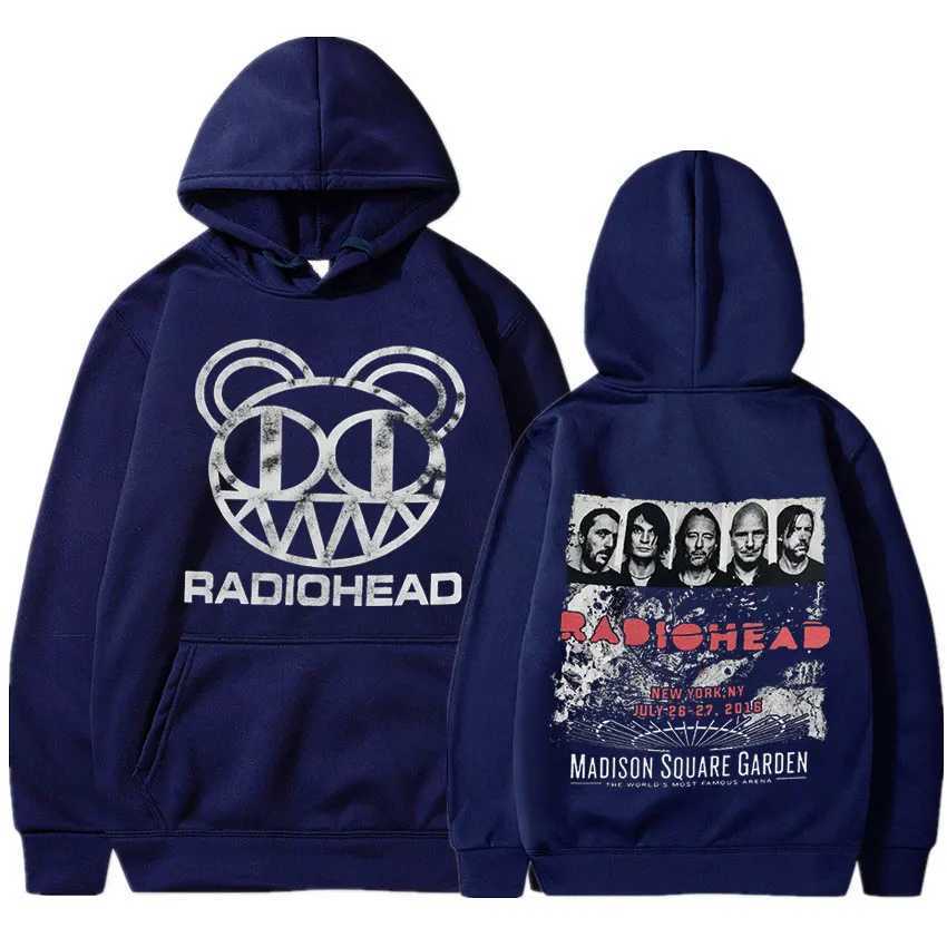 Radiohead Vintage Print Hoodie Men Oversized Cotton Hoodies Hip Hop Line Up New York Tour Rock Band Music Album Sweatshirt X250220