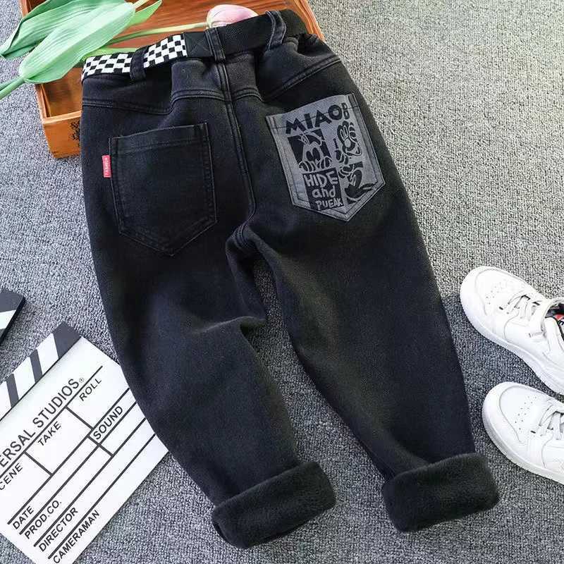 Velvet Winter Warm Pants Jeans for Girls Boys Fall Trousers Denim Pants Clothes Teenagers Childrens Clothing Boy Jeans 2024 New Z250220