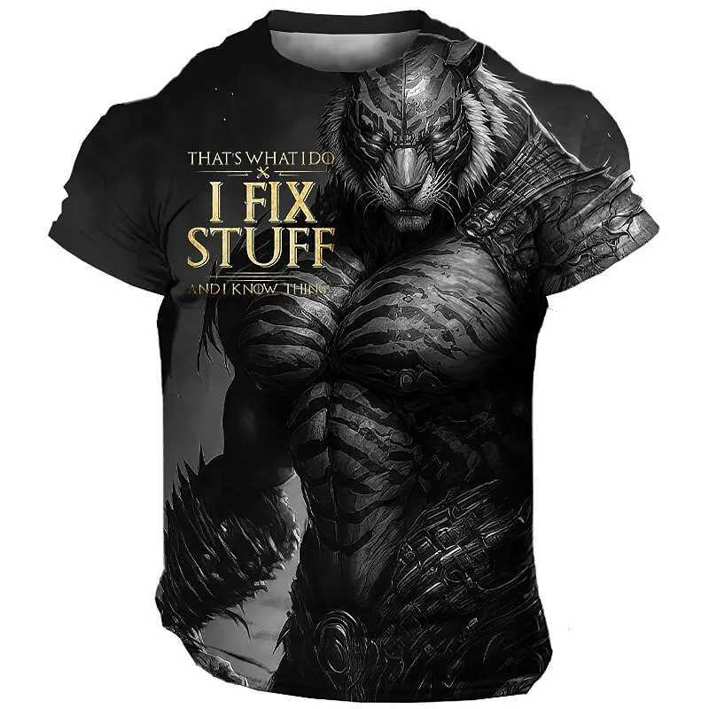 Oversized Mens T-Shirt 3D Tiger Print Tees Tops Summer Casual Mens Animal Pattern T Shirt Streetwear Quick Dry Fashion Clothes W250220