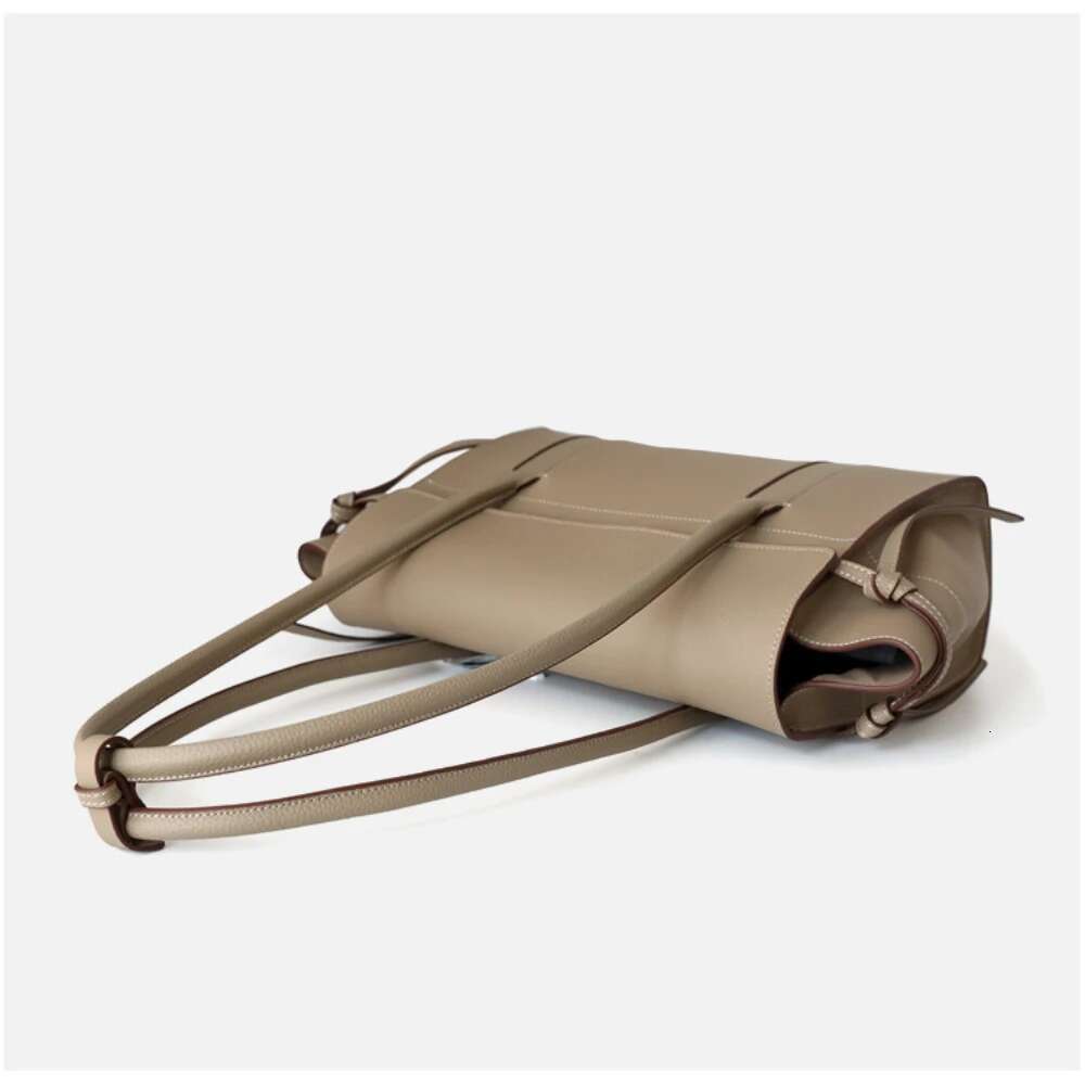 New Simple Commuter Long Handle Tote Elegant Cowhide Leather Women Handbag High Quality Large Ladies Travel Shoulder Bag