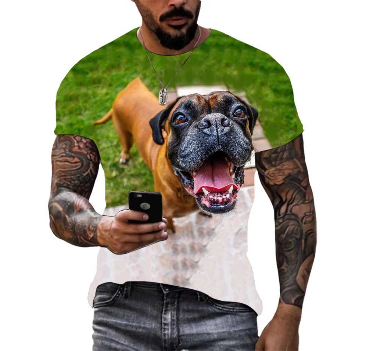 New Fashion Personality Beach Dogs Summer Mens Hd 3d Printed T-shirt O Neck Short Sleeve Casual Loose Comfortable Quick Dry Top W250220