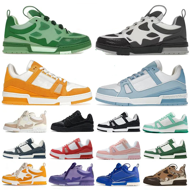 Designer Sneaker Virgil Skate Trainer Men Women Casual Shoes Calfskin Leather White Green Red Blue Letter Overlays Platform Fashion Luxury Mens Sneakers Size 36-45