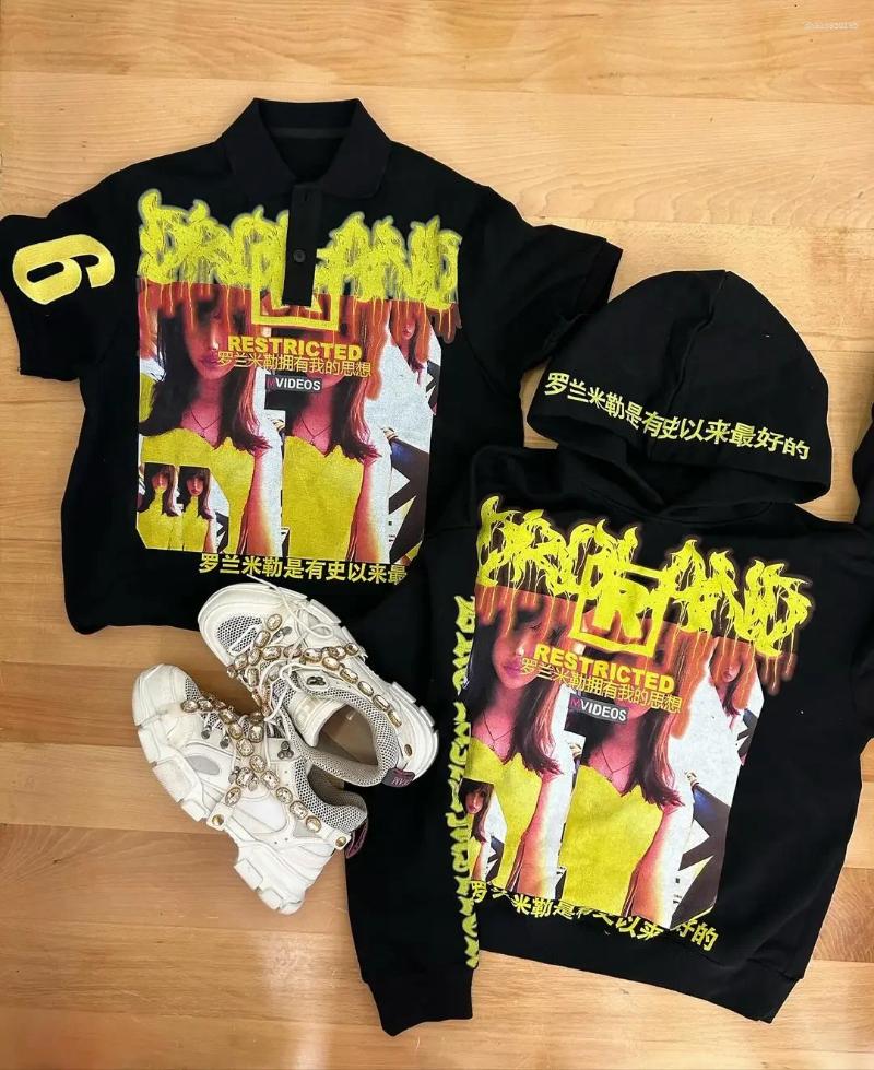 Men's T Shirts Harajuku Drolandmiller Print Graphic Cotton Tops Retro Men Women Goth Style Short Sleeve Streetwear