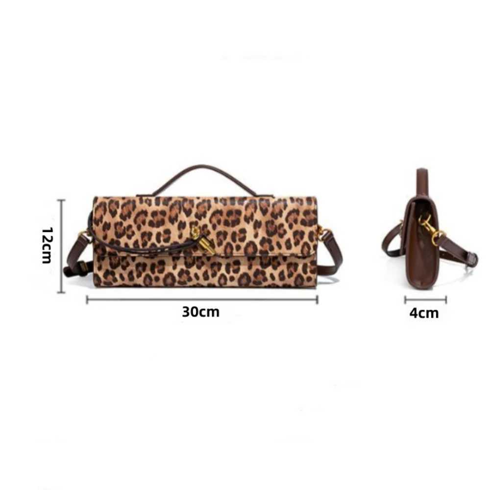 New Womens Fashion Leopard Pattern Handheld Banquet Bag Womens Square Cross Bag Neutral Horizontal Pin Small Organ Bag Z250220