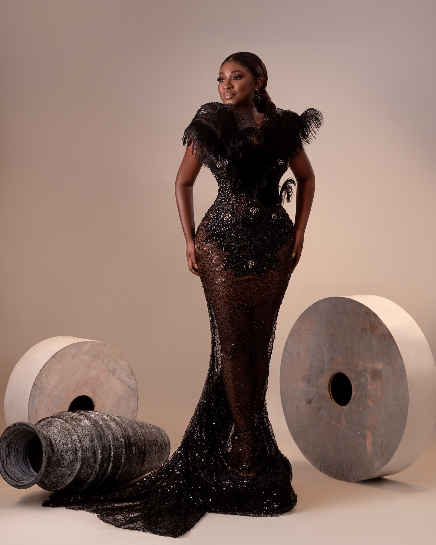 Black Illusion Mermaid Prom Dresses 2025 Beaded Crystals Feather Evening Formal Party Second Birthday Engagement Gowns Plus Size Dress For Special Occ