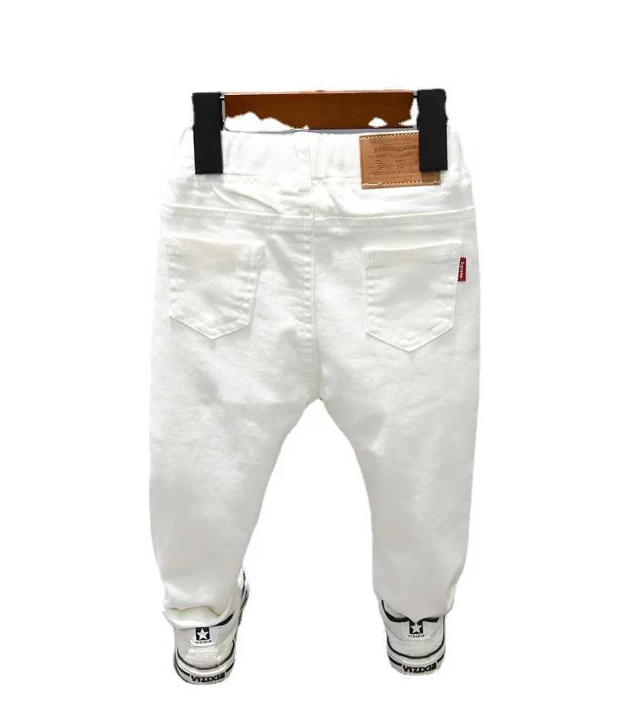Childrens Pants Chorus Clothing Kids Pure White/Black Students Contest Straight Jeans Baby Boys Comfortable Latin Dance Trouser Z250220