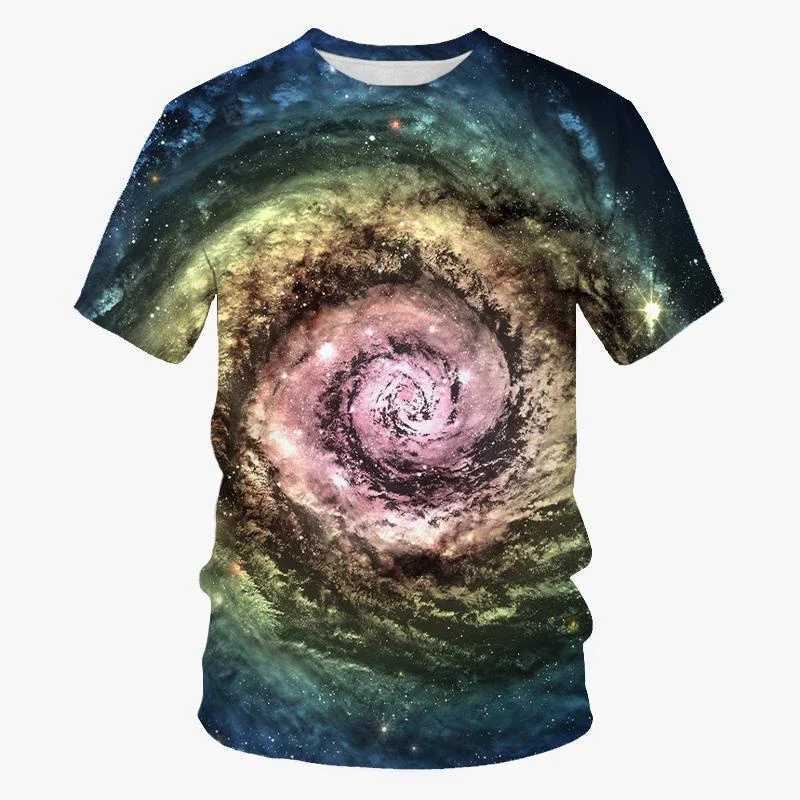 Colorful Mens T-Shirt 3D Galaxy Starlight Print Short Sleeve Tops Casual T Shirt Streetwear Oversized Tee Shirt Men Clothing W250220