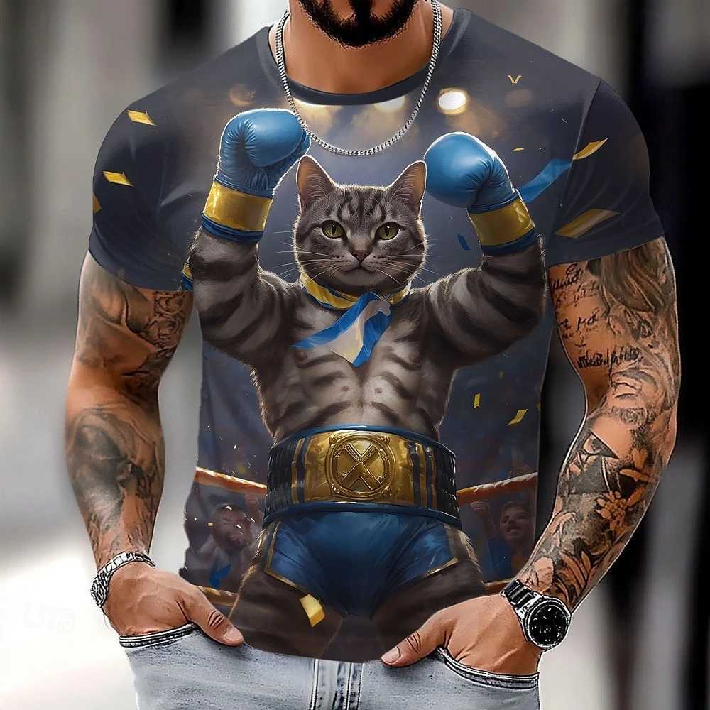 Fashion Cat Pattern 3d Printed T-Shirts For Men Women Loose Casual Tops Quick Drying Tees Summer Short Sleeve Mens T-Shirt 2025 W250220