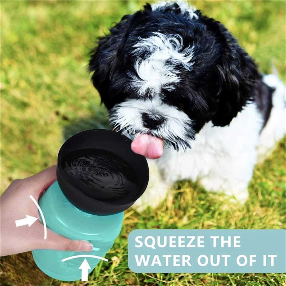 Dog Travel Bowls Bags 500ML Dog Water Bottle Bowl Foldable Leak-proof Water Food Cup Pet Feeder Bowl Portable Large Capacity Pet Outdoor Drinking Bowl