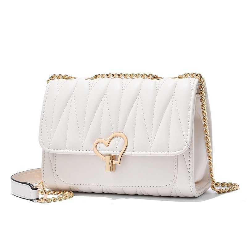 New Womens Fashion Peach Heart Full Match Messenger Bag Solid Color Womens Square Fashion Shoulder Chain Flip Bag Z250220
