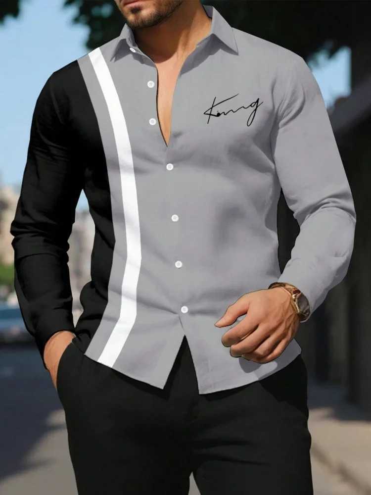 Striped Printed Mens Long-sleeved Shirt Summer Casual Mens Single-breasted Shirt Beach Pool Party Mens Fashionable Shirt W250220