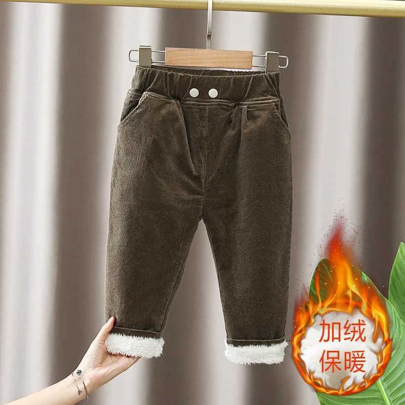 2024 Winter Warm Cashmere Childrens Baby Pants Boys and Girls Cotton Boys Z250220