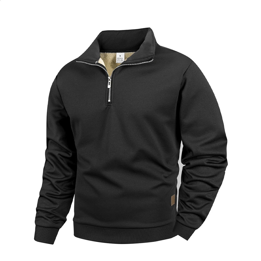 Mens Casual Sweatshirt Long Sleeve Stand Collar Half Zipper Pullover Sweatshirts Autumn Outdoor Streetwear for Men 250220