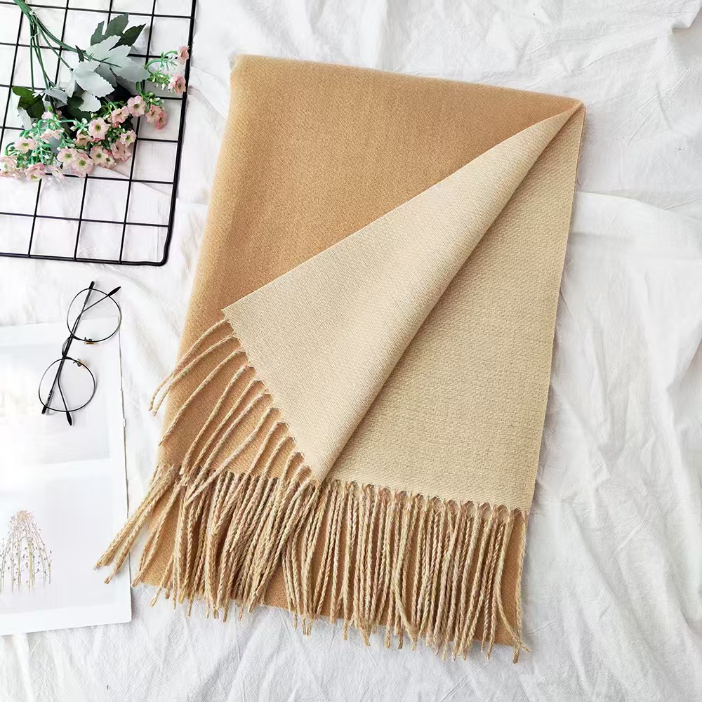 T146 thickened solid color double-sided cashmere scarf autumn and winter atmosphere female high-end versatile men's neck warm shawl