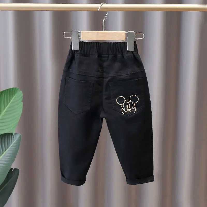 Spring and Autumn Childrens Jeans Baby Boys and Girls Pocket Printed Straight Jeans Childrens Fashion Casual Trousers Z250220