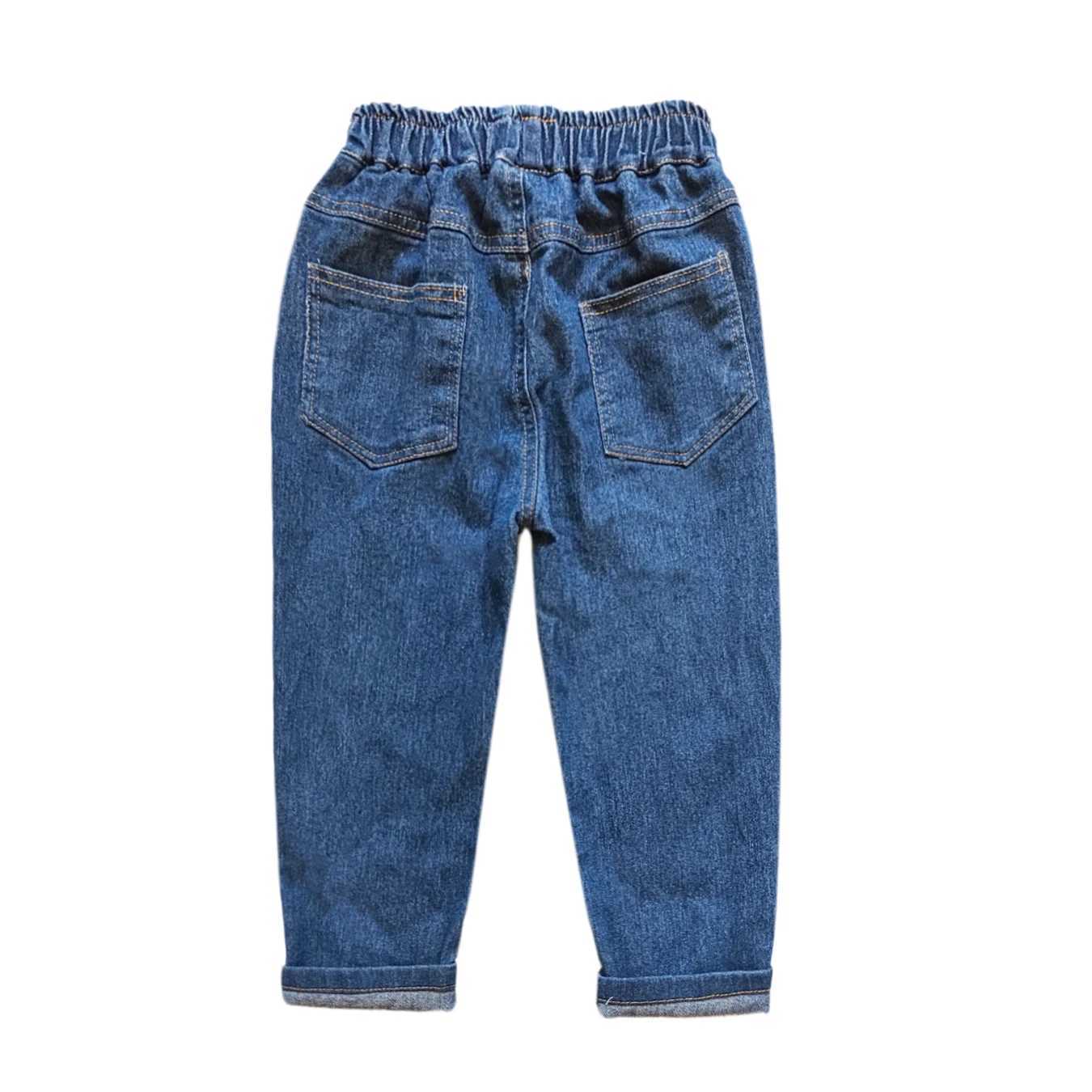 5023 Loose Spring Boys Jeans Kids Trousers Blue Elastic Waist Light Weight Spring Fall Summer Z250220